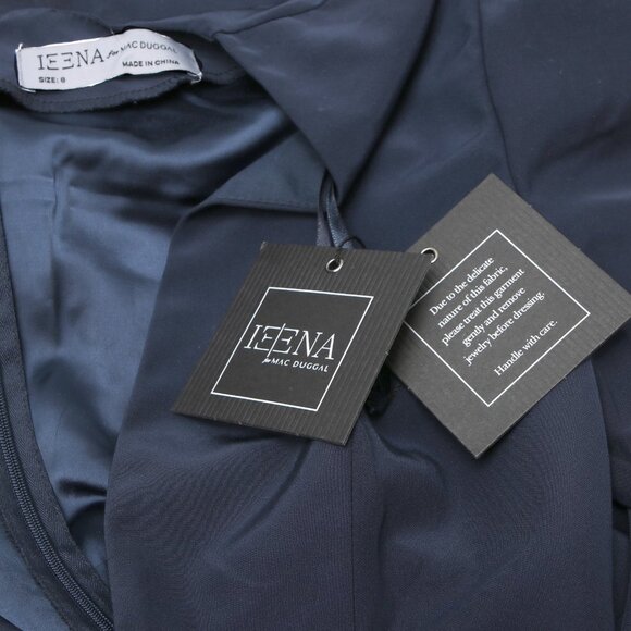 Ieena For Mac Duggal Navy Beaded Cutout Column Gown Plung Neck Sz 8 $458 - Picture 9 of 12